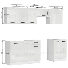 JUNONA LINE 240 BBL Kitchen Set White Gloss