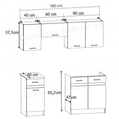 JUNONA LINE 180 ZBL Kitchen Set Light Delano Oak