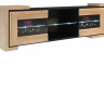CORINO 2DS Wide Wall Glass-Fronted Cabinet MEBIN (Walnut / Black)