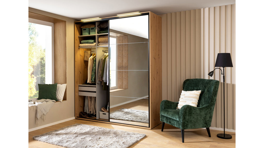 Sliding wardrobe Flex 200 cm with mirror Artisan oak