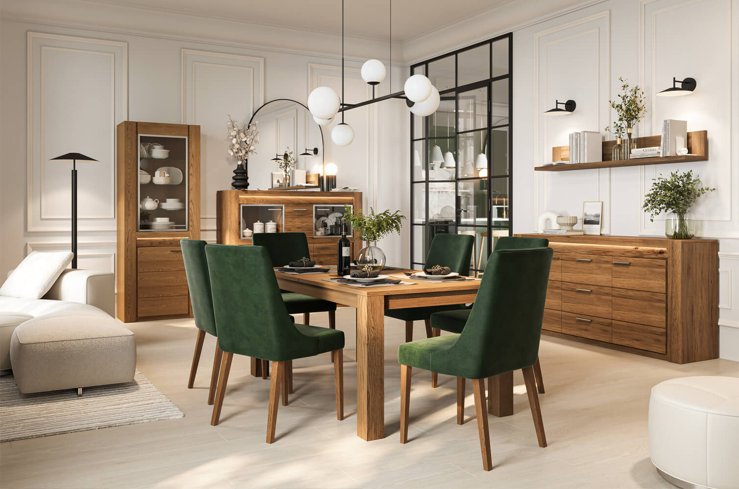 Mesa de comedor extensible de terciopelo 160-250 cm – Roble rústico, madera maciza, Szynaka